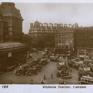 Aerial view, entrance to Victoria Station, London