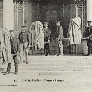 Aix les Bains, France - Porters with Sedan Chairs
