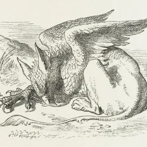 Print of Alice and the Griffin Asleep Print of Alice and the Griffin Asleep