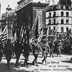 American soldiers on a victory parade in Paris