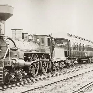American steam locomotive with cow catcher