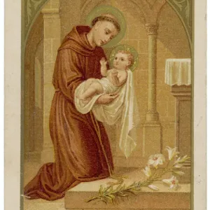 Antony of Padua Print, depicting the saint holding the infant Jesus Antony of Padua Print, depicting the saint holding the infant Jesus