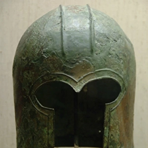 Archaic bronze helmet. Corinthian type. 700-675 B. C. Greece