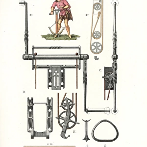 Archer with two-pulley winch crossbow