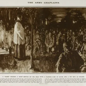 Army Chaplain in WW1 Battlefield Print, 1915 Army Chaplain in WW1 Battlefield Print, 1915