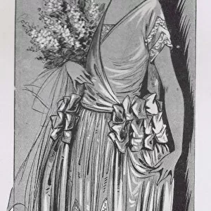 Art deco fashion sketch of bridesmaid dress, London, 1921