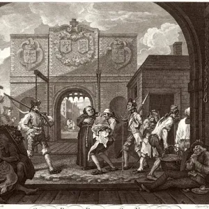 Print of "The Gate of Calais" by William Hogarth, a satirical engraving Print of "The Gate of Calais" by William Hogarth, a satirical engraving