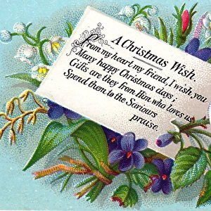 Assorted flowers on a Christmas card