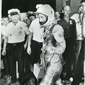 Astronaut Virgil ?Gus? Grissom leaves hangar, Cape Canaveral