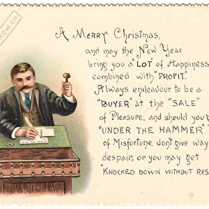 Auctioneer on a Christmas and New Year card