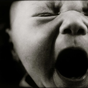 Babies face with open mouth