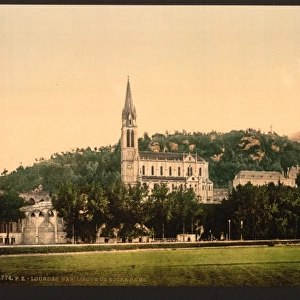 Basilique from La Prairie, Lourdes, Pyrenees, France