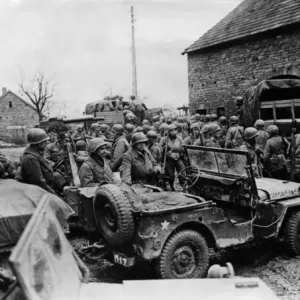 Battle of the Bulge American Soldiers Assemble Print 1945 Battle of the Bulge American Soldiers Assemble Print 1945