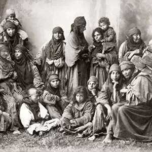 Bedouin women and children, Egypt or Holy Land