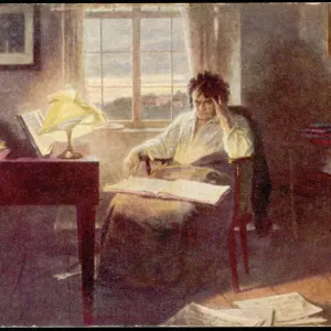 Print of Beethoven Composing Print of Beethoven Composing