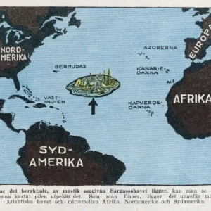 Bermuda Triangle Print, 19th Century Map of the Sargasso Sea Region Bermuda Triangle Print, 19th Century Map of the Sargasso Sea Region