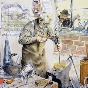 Blacksmith at Work Print: A Scene of Rural Industry Blacksmith at Work Print: A Scene of Rural Industry