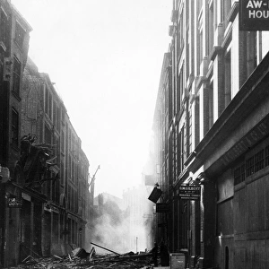 Blitz in City of London -- scene in Old Street, WW2