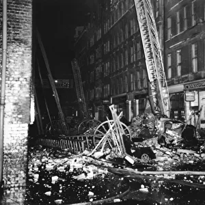 Blitz in London -- ladders and rubble, WW2