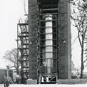 Blue Streak first stage in test tower at de Havilland?s fact
