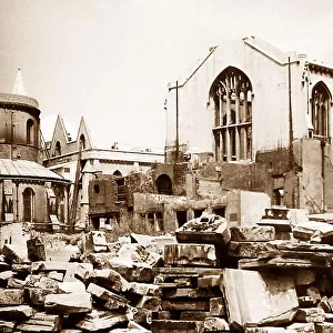 Bomb damage, Temple Church, London, June 1945