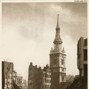 Bow Church and Bread Street, London - following WW2 Blitz