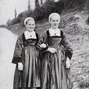 Breton women at Huelgoat, Brittany, Northern France