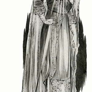 Bride wearing soft ivory satin dress 1912