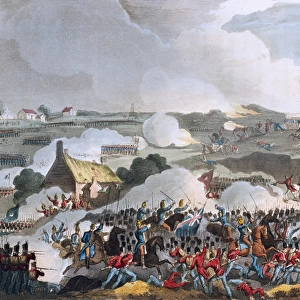 British army in action at the Battle of Waterloo