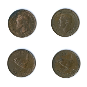 British coins, two George VI farthings
