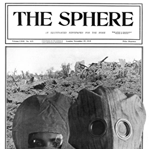 British and French soldiers in gas masks, WW1