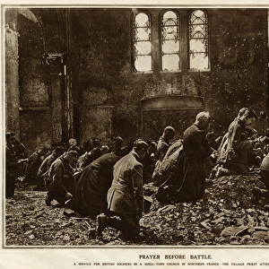British soldiers at prayer before battle