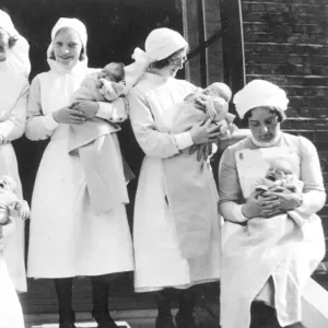 Midwives and Babies Print, 1933 St Mary Abbots Hosp Midwives and Babies Print, 1933 St Mary Abbots Hosp