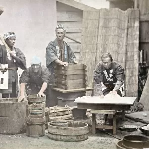 c. 1880s Japan - pounding rice