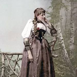 c. 1890 Switzerland young Swiss woman traditional dress