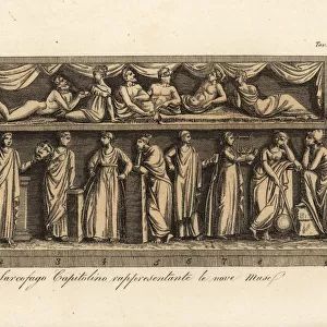Capotoline sarcophagus representing the Nine Muses