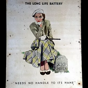 Cardboard advertising sign for Exide Batteries