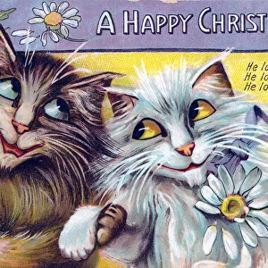 Cats Christmas Catastrophe by Louis Wain Poster