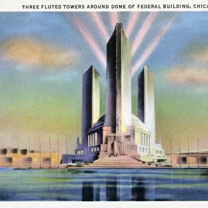 Chicago Worlds Fair 1933 - Towers, Dome of Federal Building