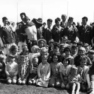 Children and Redcoats at Butlins holiday camp