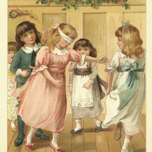 Blind Man's Buff Print of Children at Christmas Party Blind Man's Buff Print of Children at Christmas Party