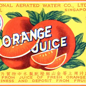 Chinese Orange Juice drink label from Singapore