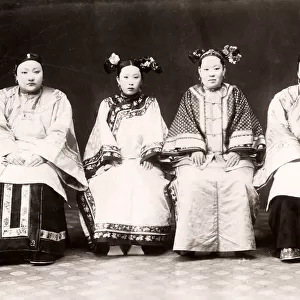 Four Chinese women in ornate robes, China, c. 1890 s