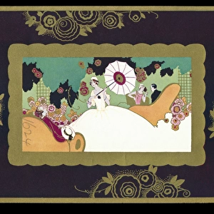 Chocolate box design, lady with parasol