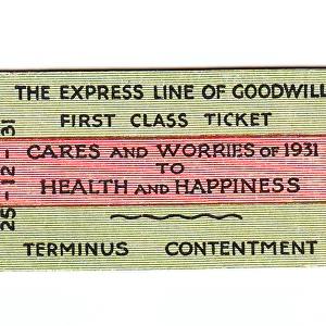 Christmas card in the form of a railway ticket