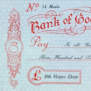 Christmas cheque from the Bank of Good Wishes