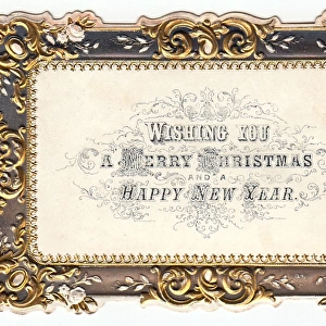 Christmas and New Year card in gold and silver