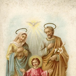Chromolithograph Devotional Card - The Holy family