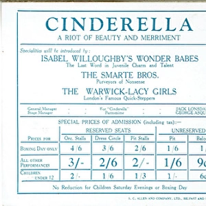 Cinderella Flyer for the Royal Artillery Theatre in Woolwich