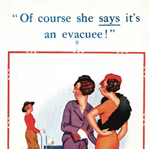 Comic postcard, evacuee baby? WW2